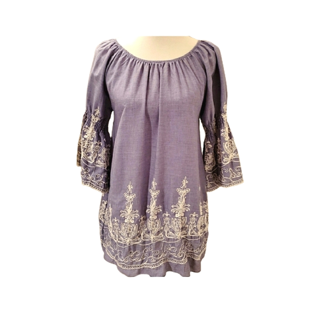 Embroidered Boho Peasant Top